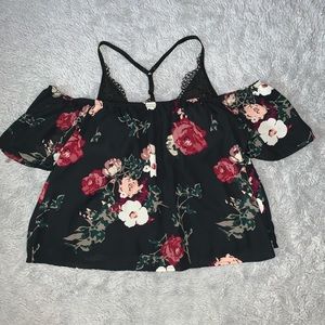 Off the shoulder flower crop top